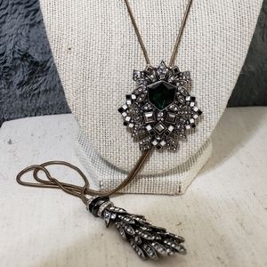 Brass/silver and Emerald convertible necklace